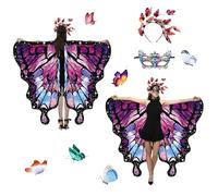Butterfly Costume Women's Double-Sided 3-Piece Set Butterfly Cape Adult Carnival Costume Women's Butterfly Costume Wings Cosplay Fancy Dress Costumes for Carnival