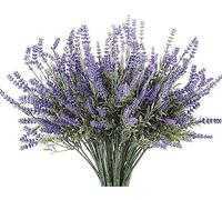 Butterfly Craze Artificial Lavender 4-Piece Bundle - Lifelike Faux Silk Plants for Crafting or Home Decor - Great for Pairing With Other Fake/Dried Flowers like Purple Roses to Create Wedding Bouquets