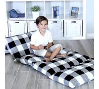 Butterfly Craze Floor Pillow Case, Mattress Bed Lounger Cover, Black/White, Queen, Cozy Seating Solution for Kids & Adults, Recliner Cushion, For Reading, TV Time, Sleepovers, & Toddler Nap Mat