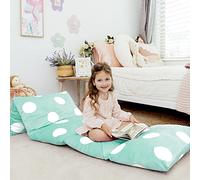 Butterfly Craze Floor Pillow Case, Mattress Bed Lounger Cover, Polka Aqua, Queen, Cozy Seating Solution for Kids & Adults, Recliner Cushion, Perfect For Reading, TV Time, Sleepovers, & Toddler Nap Mat