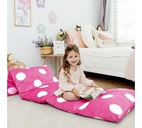 Butterfly Craze Floor Pillow Case, Mattress Bed Lounger Cover, Polka Hot Pink, King, Cozy Seating Solution for Kids & Adults, Recliner Cushion, For Reading, TV Time, Sleepovers, & Toddler Nap Mat