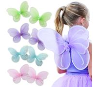 Butterfly Craze Girls' Fairy, Angel or Butterfly Wings - Costume Accessories for Parties or Playtime - Pack of 8 Sets of Wings, for Children Aged 2 to 12 - Colors: Blue, Green, Pink, Purple