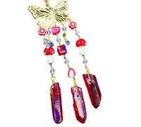 Butterfly Crystal Hanging Ornament with Mushroom Beads & Aura Quartz - 23cm Rainbow Sun Catcher for Window, Wall, or Car Decor(E)