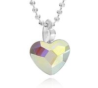 Butterfly Crystal Heart Pendant Necklace With High Gloss Silver Chain Suitable For Sensitive Skin