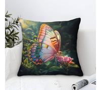 Butterfly Cushion Covers Modern Art Decorative,Natural Ecology Pattern Square Pillow Cases Soft Polyester Pillowcases for Couch Bedroom Sofa Car Home Living Room Decor 45x45cm