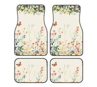 Butterfly Daisy Car Mats 4 Pieces Spring Meadow Universal Floor Car Mats Non-Slip Vehicle Carpet for SUV Van Truck Sedan
