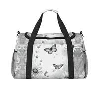 Butterfly Daisy Foldable Travel Duffel Bag Tote Carry On Luggage Bag For Weekend Getaways, For Spontaneous Trips, Black, One Size, Black, One Size