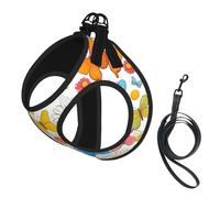 Butterfly Daisy Print Adjustable Reflective Harness Leash Set For Cats, Dogs And Small Pets, Soft Breathable Mesh Walking Vest With Escape-Proof Lead