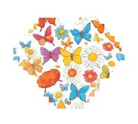 Butterfly Daisy Print Art Brick Puzzle Heart Shaped DIY Building Blocks Set 3D Jigsaw Home Decor 53 Pieces