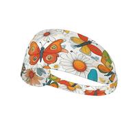 Butterfly Daisy Print Printed Hairband Sport Hairband, Stretchy Wide Hairband, Unisex Casual Hairband