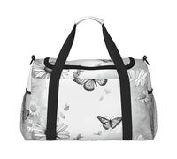 Butterfly Daisy Print Stylish Foldable Carry On Tote with Waterproof Zipper for Weekend Getaways Bag