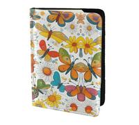 Butterfly Daisy print Travel Wallet Passport Holder Case for Family Leather Passport Cover for Men Women, Black, One Size