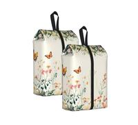 Butterfly Daisy Travel Shoe Bag 2Pcs Spring Meadow Water Resistant Shoe Organiser with Zipper Handle, Lightweight Pouch for Suitcase & Gym, Folds Flat for Packing