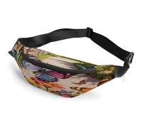 Butterfly Dance Along The Flower Path Waist Bag,Durable Sling Bag with Adjustable Strap Crossbody Waist Bag,for Outdoors Workout Traveling Casual Running Hiking Cycling
