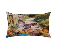 Butterfly Dance Along The Flower PathPillow Cases Standard,Ultra Soft Microfiber Pillowcase with Zipper Closure,Bed Pillowcases Cover with Zipper for Bedroom, Sofa, Couch.