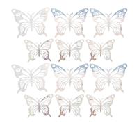 Butterfly Decor PVC 3D 12pcs Removable Silver Wall Sticker Mirror