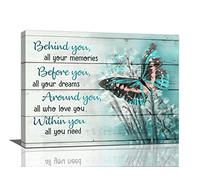 Butterfly Decor Wall Art Farmhouse Pictures Wall Decor Rustic Teal Butterfly Dandelion Canvas Prints Inspirational Quotes Painting Modern Home Artwork for Bathroom Bedroom Living Room 16"x12"