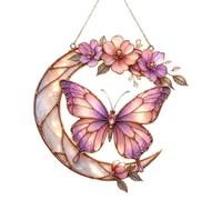 Butterfly Decoration | 2D Stained Glass Design Decoration, Moonlight Catcher Window Hanger | For Home Living Room Bedroom Garden Yard Party Women