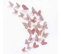 Butterfly Decorations,3D Wall Decals,Metallic Art Sticker,DIY/Man-Made/Removable/Decorative Paper Murals for Home,Bathroom,Livingroom,Kids/Girls Bedroom,Nursey,Party Décor.(36 PCS) (Rose Gold)