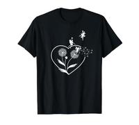 Butterfly Design Dandelions Meadow Hearts Fairies Value Graphic T-Shirt, Men, Black, L