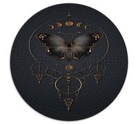 Butterfly Design Jigsaw 1000 Piece Round Puzzle Bohemian Mystical Style Jigsaw Puzzle Impossible Puzzle for Adults Challenging Game 1000pcs (67.5x67.5cm)