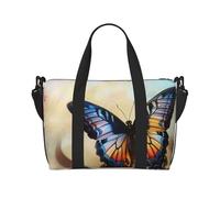 Butterfly Design Printed Travel Bag Duffle Bag for Men Women, Large Water Resistant Gym Bag Weekend Holdall Bag with Shoulder Strap