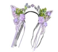 Butterfly Designs Sheer Headband With Flowers And Tassels For Romantics Occasion Roleplay Game Accessories Hairhoop Headband