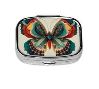 Butterfly Detail Study_1 Square Mini Pill Case, Compact Metal Pocket Pill Box with 2 Compartments for Travel