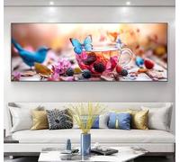 Butterfly Diamond Art Kits Adults, 5D Large Kitchen Diamond Painting with Square Drills DIY Full Drill Gem Big Crystal Art, Crafts Mosaic Kits for Adults, for Home Wall and Gifts 16x48inch, Model404