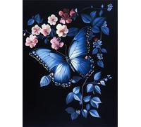 Butterfly Diamond Art Kits Adults, Blue 5D DIY Round Diamond Painting Kits for Kids, Full Drill Gem Art for Beginners, for Home Wall Decoration, Relaxation Activity & Unique Gifts 20x30cm f-155