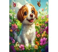 butterfly Diamond Art Kits Adults, dog 5D DIY Round Diamond Painting Kits for Kids, Full Drill Gem Art for Beginners, Perfect for Home Wall Decoration, Relaxation Activity & Unique Gifts 30x40cm f-147