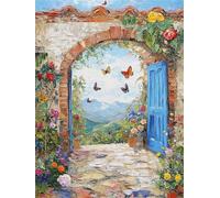 Butterfly Diamond Art Kits Adults, Door 5D DIY Round Diamond Painting Kits for Kids, Full Drill Gem Art for Beginners, for Home Wall Decoration, Relaxation Activity & Unique Gifts 60x80cm f-158