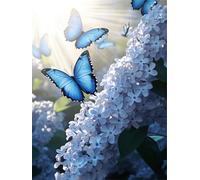 Butterfly Diamond Art Kits Adults, Flower 5D DIY Round Diamond Painting Kits for Kids, Full Drill Gem Art for Beginners, for Home Wall Decoration, Relaxation Activity & Unique Gifts 80x110cm f-150