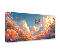 Butterfly Diamond Art Kits Adults Large 140x70cm, 5D Square Drill Diamond Painting Landscape, DIY Full Drill Crystal Art Embroidery Painting, Rhinestone Cross Stitch Crafts for Room Decor Gifts 0J-615