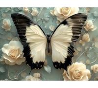 Butterfly Diamond Art Kits Adults, Square Drill Diamond Painting Flowers for Beginners, DIY Crystal Art for Adults, 5D Crystal Creations Kit Gifts, Gem Arts and Crafts for Home Decor 60x80cm C4-125