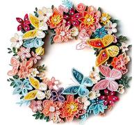 Butterfly Diamond Art Kits for Adults, 5D Crystal Art Wreath Kit, Special Shaped Diamond Dots Painting, Full Drill Flower Crystal Gem Painting Kit for Wall Home Decor Beginners (12×12'')