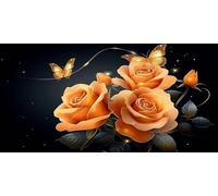 Butterfly Diamond Painting Flower Diamond Art Kits Adults Crystal Art Kits, Craft Kits for Adults UK Full Drill Diamonds Painting for Kids Stitch, for Christmas Autumn Decorations 12x24inch F - 38