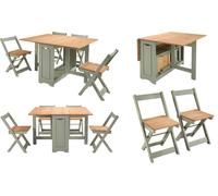Seconique Santos Butterfly Dining Set (x4 Chairs) - Green/Distressed Waxed Pine, Green