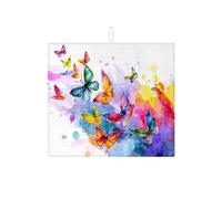 Butterfly Dish Drying Mats For Kitchen Counter, Colorful Artistic Absorbent Dish Drainer Rack Mat, Spring Microfiber Drying Pad For Kitchen Counter Coffee Bar Protector 16x18 Inch