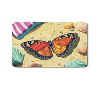 Butterfly Dish Drying Mats For Kitchen Counter, Colorful Butterfly Absorbent Rubber Dish Drainer Mat, Summer PU Leather Drying Pad For Beach Decor 12x20 Inch