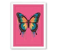 Butterfly Dissolution Modern Framed Wall Art Print A1 (84.1×59.4cm) White, Wall Decor for Living Room, Bedroom, Office & Home, Ready to Hang, Art Gift