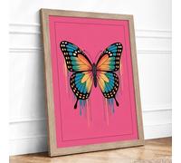 Butterfly Dissolution Modern Framed Wall Art Print A4 (29.7×21cm) Oak, Wall Decor for Living Room, Bedroom, Office & Home, Ready to Hang, Art Gift