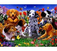 Butterfly Dog 5D Diamond Painting Kits for Adults Kids, DIY Diamond Art Full Drill Kits Rhinestone Crystal Embroidery Cross Stitch Canvas Painting for Beginners Home Office Decor Round Drill,12x16in