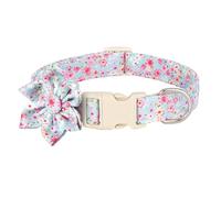 Butterfly Dog Collar Flower Print Dog Collar Adjustable Bow Tie Pet Necklace(Blue,M)