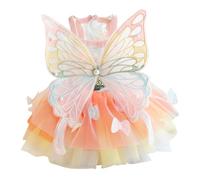 Butterfly Dog Princess Dresses for Small Dogs Girl Puppy Tutu Princess Dress Cat Pet Costume Outfit Colorful Cute Butterfly Costume for Kitten Chihuahua Yorkie Pomeranian