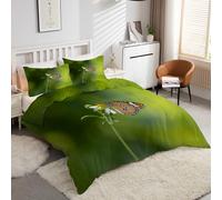 Butterfly Double Duvet Cover Daisy Bedding Set 3 Pieces - 110gsm Soft Brushed Microfiber Quilt Cover, Bed Set with 2 Pillowcases 50x75 cm, Zipper Closure -kK1312
