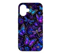Butterfly Dragonfly Blue Purple Dark Floral Gothic Pattern Case for iPhone 16