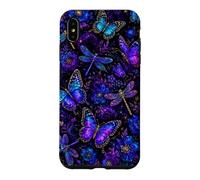 Butterfly Dragonfly Blue Purple Dark Floral Gothic Pattern Case for iPhone XS Max