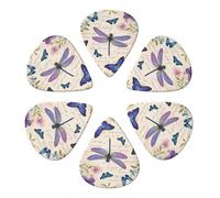 Butterfly Dragonfly Floral Guitar Picks 6 Pack Thin Medium Heavy Thickness Guitars Pick For Acoustic Electric Guitar Ukulele Bass 0.46mm