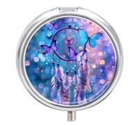 Butterfly Dream Catcher Pill Box 3 Compartment Small Portable Medicine Case Pill Organizer for Pocket Purse